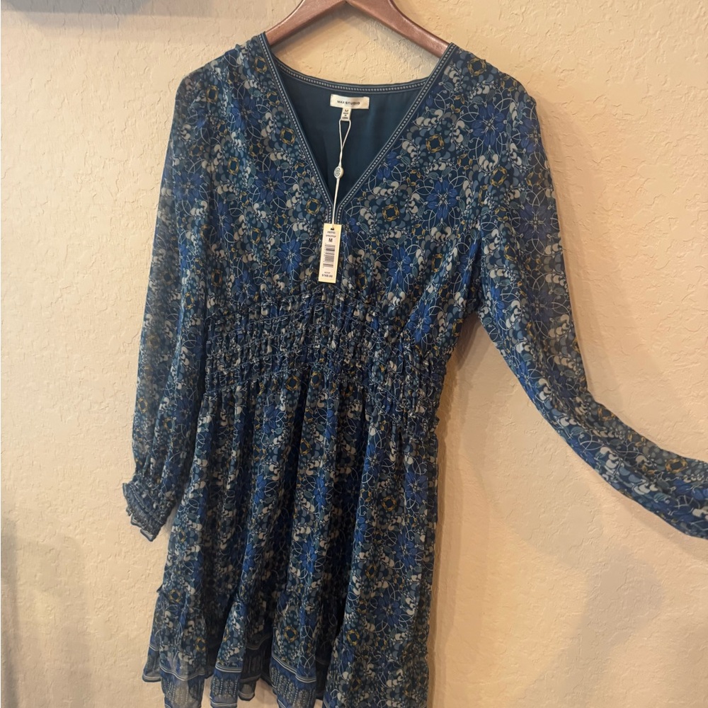 Max Studio Teal and White Floral Dress